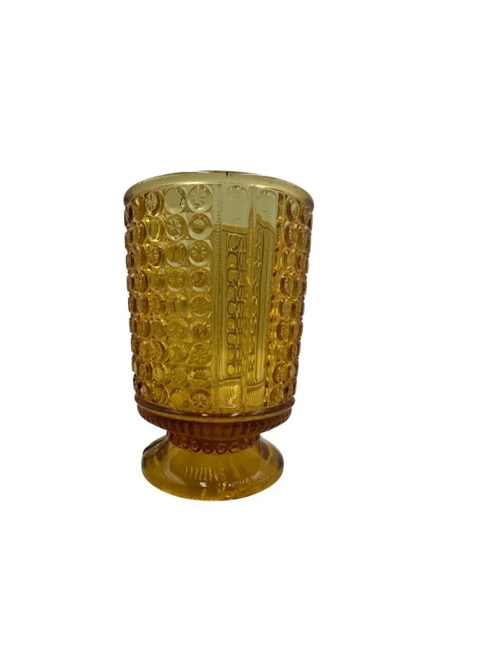 Richards & Hartley Amber Glass Spooner Buttons & Bars EAPG Three Panel Antique